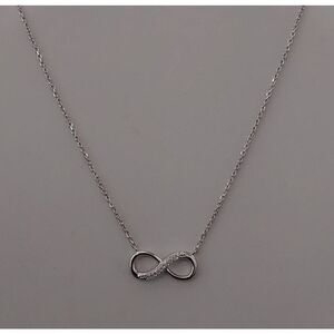 Sparkling Genuine Diamond Simulant Infinity Symbol Design Necklace~925 SS